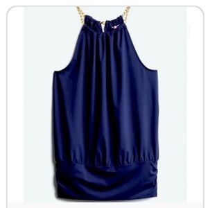 Lilly Pulitzer Navy Blue Women's Top With Gold Chains